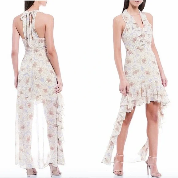 Badgley Mischka | Dresses | Belle Badgley Mischka Nwt Floral Halter Back Hi  Low Maxi Dress Size 8 | Poshmark